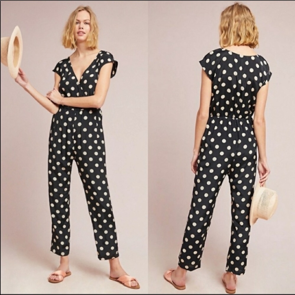 Anthropologie polka dot jumpsuit medium
